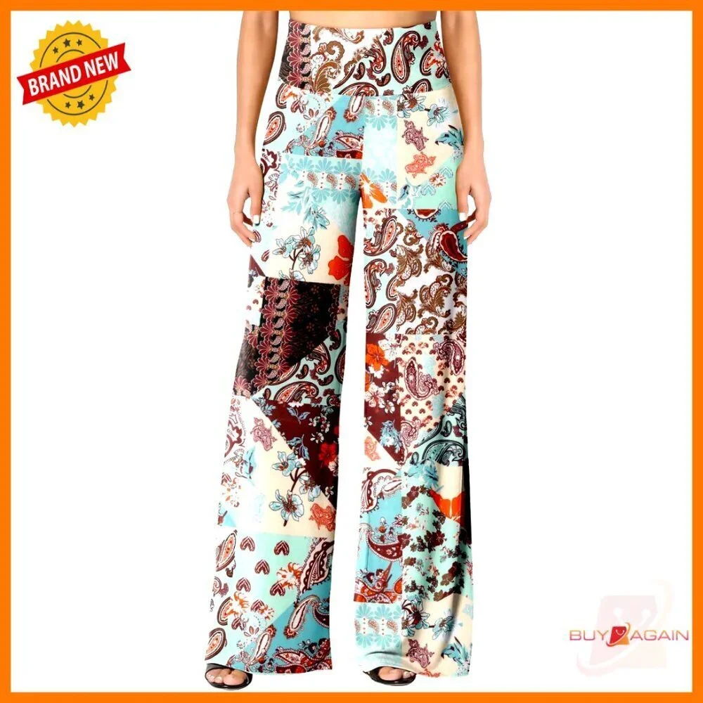 Stretchy High Waist Palazzo Pants Wide Leg Lounge Casual Comfy S-3XL